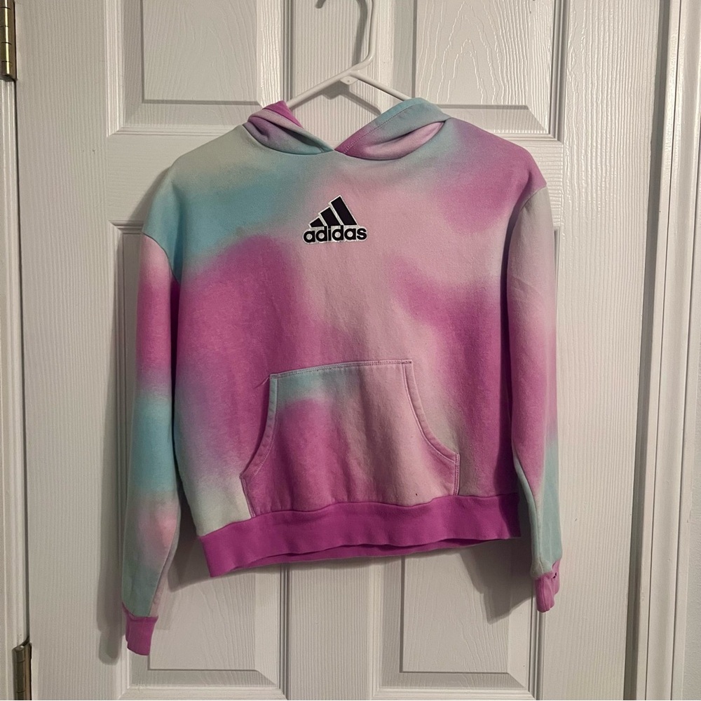 Adidas Kids Pastel Tie-Dye Hoodie - Pink and Blue - Picture 2 of 6